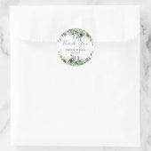 ウォーターカラー ユーカリ グリーン ウェディング サンクス ラウンドシール (バッグ)