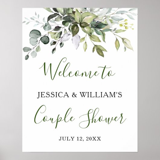 ウォーターカラー ユーカリ グリーン カップルシャワー サイン (正面)