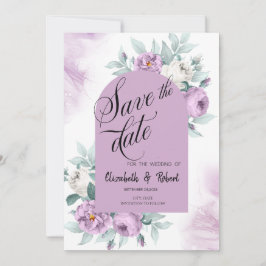 ウォーターカラー ライラックバラ 水玉 Save The Date セーブザデート
