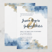 ウォーターカラー ラグジュアリー ウェディング 招待状 5" x 7" (正面/裏面)