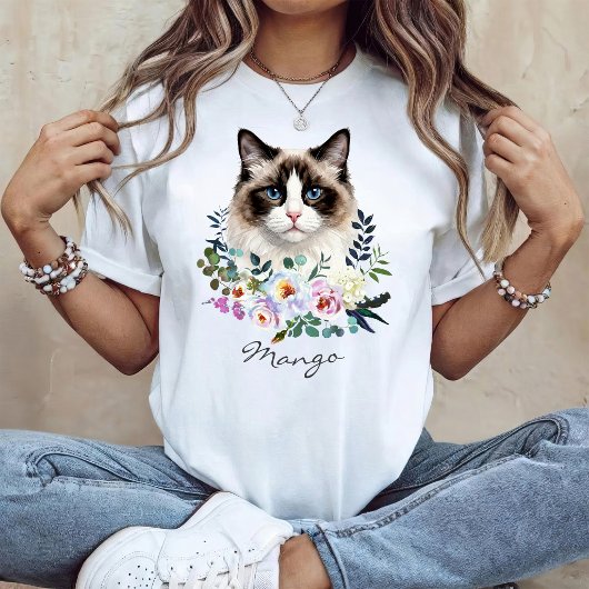 ウォーターカラー ラグドール キャット Tシャツ