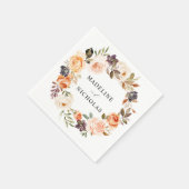 ウォーターカラー ラスティック 秋の花 ウェディング スタンダードカクテルナプキン (角)
