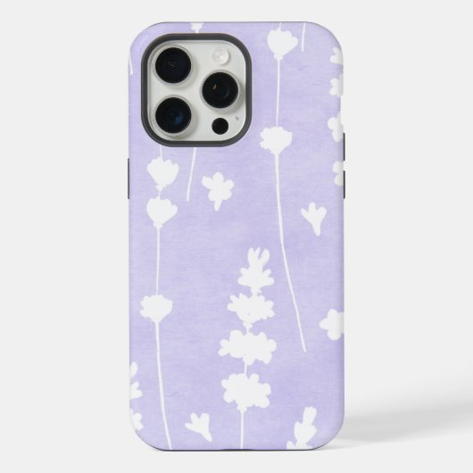 ウォーターカラー ラベンダー シームレス パターン iPhoneケース (裏面)