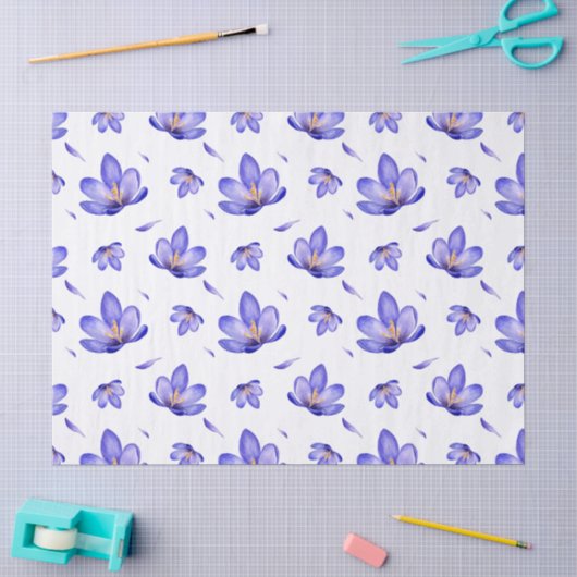 ウォーターカラー ラベンダー フローラル 薄葉紙 (クラフト)