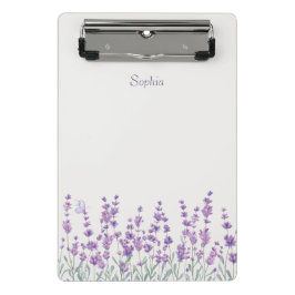 ウォーターカラー ラベンダー 紫の花のミニクリップボード ミニクリップボード