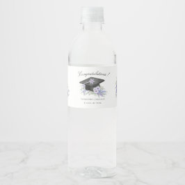 ウォーターカラー ラベンダー 紫の花の卒業式 ペットボトルラベル