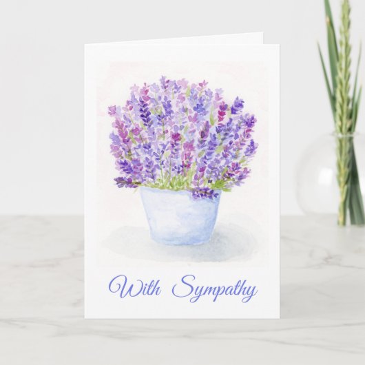 ウォーターカラー ラベンダー 花 SYMPATHY カード (正面)