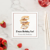 ウォーターカラー リアル スモア 6歳の誕生日 スタンダードカクテルナプキン (インサイチュ)