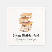 ウォーターカラー リアル スモア 6歳の誕生日 スタンダードカクテルナプキン (正面)