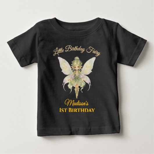 ウォーターカラー リトルフェアリー 誕生日 ベビーTシャツ (正面)