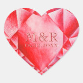 ウォーターカラー ルビー ハート 40周年 結婚記念日 ハートシール (正面)