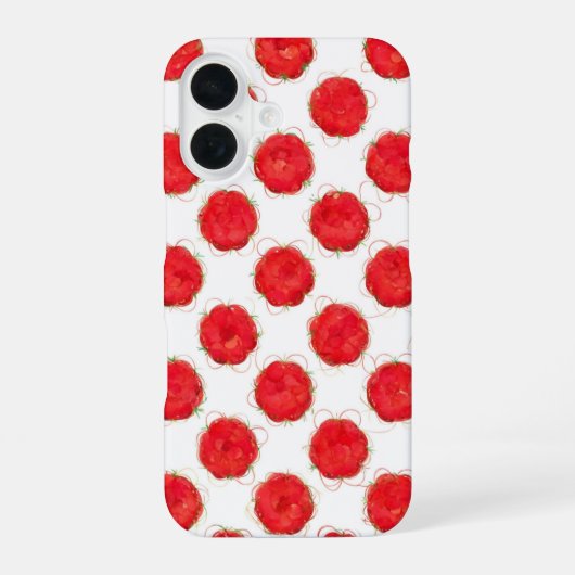 ウォーターカラー レッドフルーツ リピート パターン iPhone 16ケース (裏面)