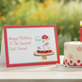 ウォーターカラー・レディバグケーキ お誕生日おめでとう カード