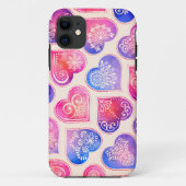 ウォーターカラー レース ハート柄 Case-Mate iPhoneケース (裏面)