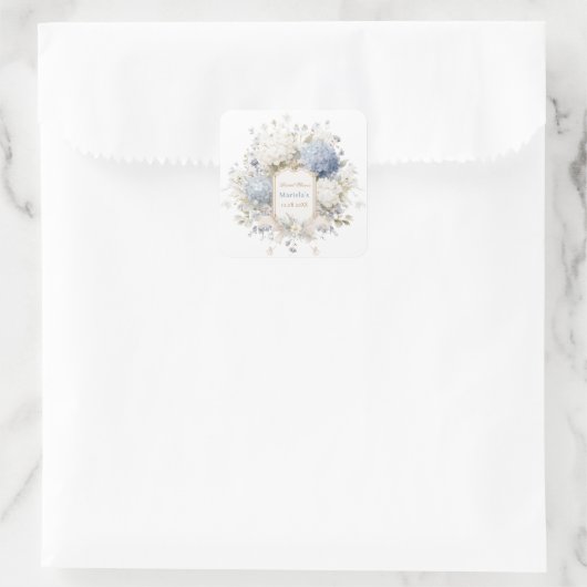 ウォーターカラー ロイヤル ボタニーク ハイドランジア ブライダル シャワー スクエアシール (バッグ)