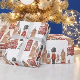 ウォーターカラー ロンドンクリスマス ラッピングペーパー