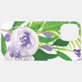 ウォーターカラー ローズ グリーナリー パープル スクリプト 名前 Case-Mate iPhoneケース (裏面 (横))