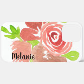 ウォーターカラー ローズ グリーナリー ブルッシュピンク モノグラム Case-Mate iPhoneケース (裏面 / 右)