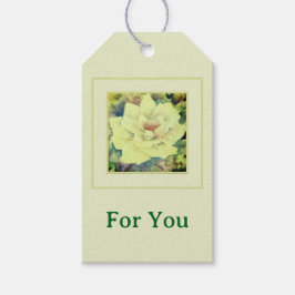 ウォーターカラー ローズ フローラル — セイジ & アイボリー ガーデン ギフトタグ