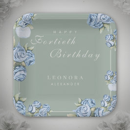 ウォーターカラー ローズ 何でも記念日 フローラル 誕生日 ペーパープレート