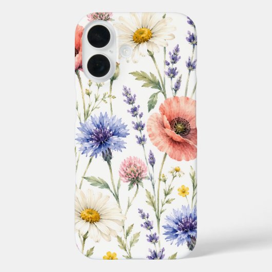 ウォーターカラー・ワイルドフラワーの草原・フラワー Case-Mate iPhoneケース (裏面)