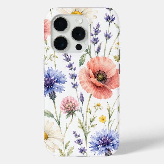 ウォーターカラー・ワイルドフラワーの草原・フラワー Case-Mate iPhoneケース (裏面)