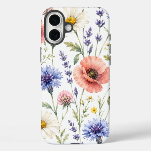 ウォーターカラー+ワイルドフラワーの草原+フラワー Case-Mate iPhoneケース (裏面)
