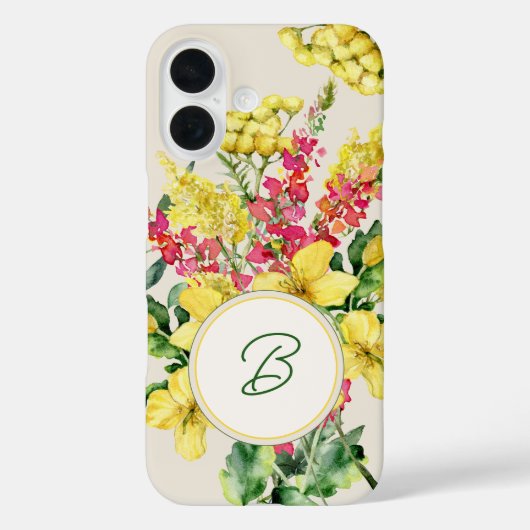ウォーターカラー ワイルドフラワーモノグラム Case-Mate iPhoneケース (裏面)