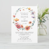 ウォーターカラー+ワイルドフラワー+エンゲージメントパーティー 招待状 (スタンド正面)