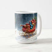 ウォーターカラー ヴィンテージ クリスマス そり コーヒーマグカップ (正面右)