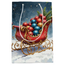 ウォーターカラー ヴィンテージ クリスマス そり