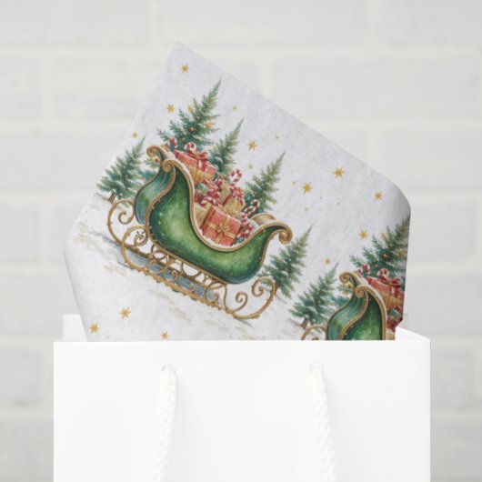 ウォーターカラー ヴィンテージ クリスマス ソリ 薄葉紙 (ギフトバッグ)