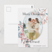 ウォーターカラー 冬のベリーの写真 Xmas ポストカード (正面/裏面)