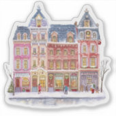 ウォーターカラー 冬の村 クリスマスタウン シール (正面)