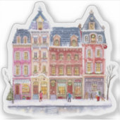 ウォーターカラー 冬の村 クリスマスタウン シール (正面)