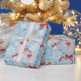 ウォーターカラー 冬 クリスマス ギフト包装紙ロール ラッピングペーパー