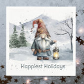 ウォーターカラー 冬 クリスマス グノーム スタンダードカクテルナプキン