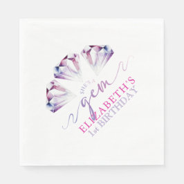 ウォーターカラー 彼女は宝石 1歳の誕生日 ペーパーナプキン スタンダードランチョンナプキン