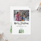ウォーターカラー 松の木 クリスマス 写真 カード (正面/裏面インサイチュ)