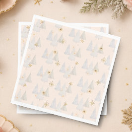 ウォーターカラー 松の木 スノーフレーク クリスマス ホリデー スタンダードランチョンナプキン