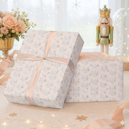 ウォーターカラー 松の木 スノーフレーク 冬 クリスマス ラッピングペーパー