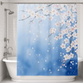 ウォーターカラー 桜の滝 日本風 シャワーカーテン