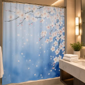 ウォーターカラー 桜の滝 日本風 シャワーカーテン