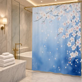 ウォーターカラー 桜の滝 日本風 シャワーカーテン