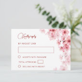 ウォーターカラー 桜 ウェディング 出欠カード (スタンド正面)