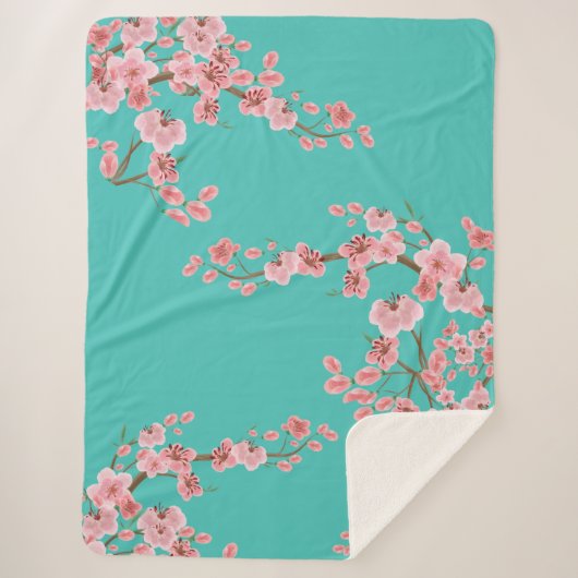 ウォーターカラー 桜 シェルパブランケット (正面)