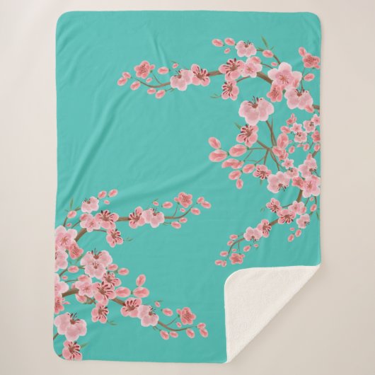 ウォーターカラー 桜 シェルパブランケット (正面)