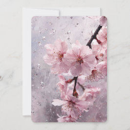 ウォーターカラー 桜 ピンク フラワー ウェディング 招待状