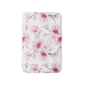ウォーターカラー 桜 ピンク 白 バスマット (正面縦)