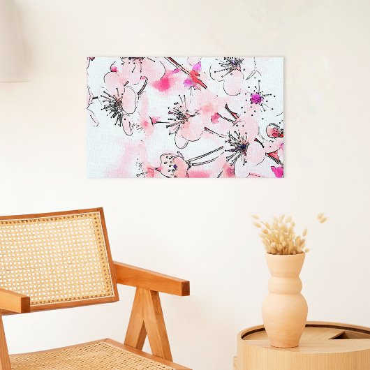 ウォーターカラー 桜 春のイラスト  キャンバスプリント